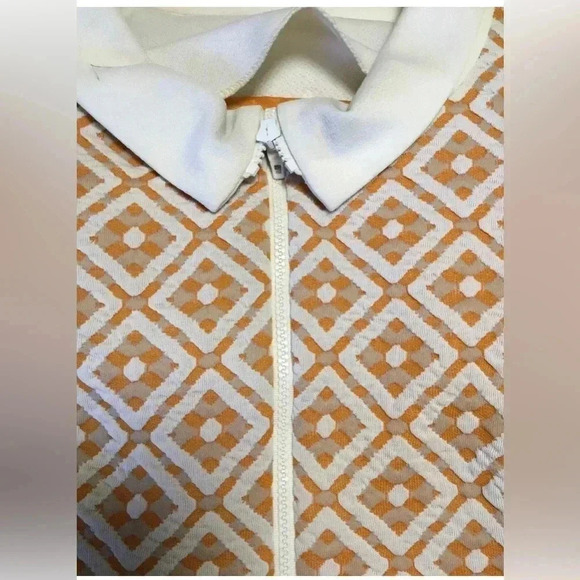 Vintage 60/70’s BELFRY GERALD PIERCE orange White Mod Zipper S/s Dress Medium? - Picture 5 of 6